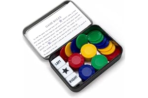 CTRUEE Left Center Right Dice Game Set, Dice Game Set Including 3 Dices 40 Colorful Chips, 6 Sided Round Corner Dice for Left Right Center Game for Party