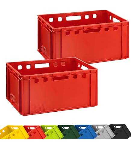2 Cassette Impilabili E1 Per Carne – 60x40x12,5 Cm – Kingpower Rosse