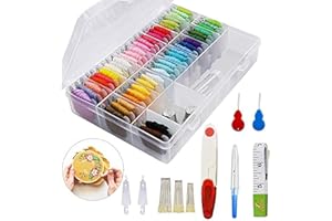 iPobie Kit di Attrezzi a Punto Croce,Ricamo Starter Kit/50 Colori a Punto Croce con Organizzatore