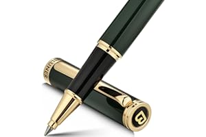 BEILUNER Penna roller di lusso, rivestimento decorativo placcato oro autentico, ricarica Schneider 850, con scatola regalo