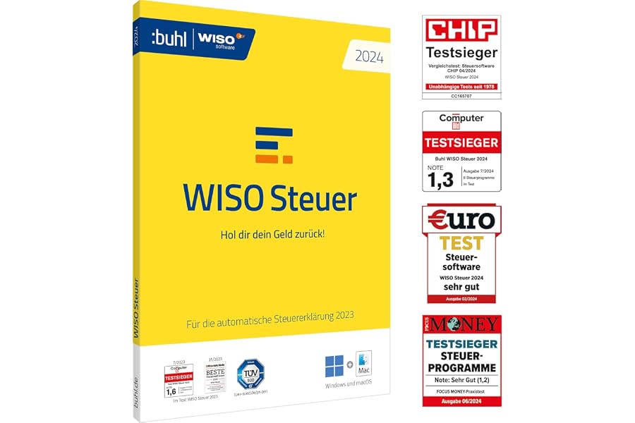 WISO Steuer 2024 (für Steuerjahr 2023), Für Windows, Mac, Smartphones und Tablets, Standardverpackung