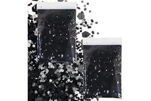 GIUSOBG 100g Glitter Polvere 3 Dimensioni Mescolare Paillettes Polvere Glitterata, Glitter per Artigianato per Lavoretti Creativi Creazione Artigianato Fai da Te (Nero puro)