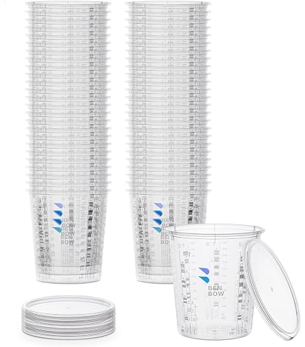 25 Gobelets Mélangeurs Plastique 600ml - Transparents, Gradués - Pour Peinture, Résine, Cuisine, Labo