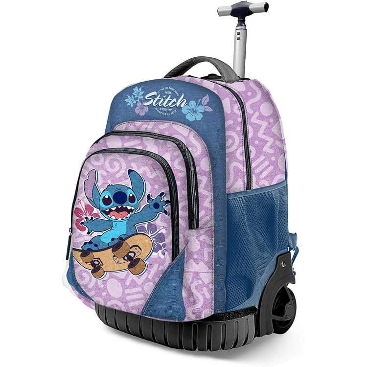 Sac à Dos Enfant Safta Stitch Beach Avec Chariot - 26x11x34 Cm, Rose Pastel, Léger Et Spacieux - 6