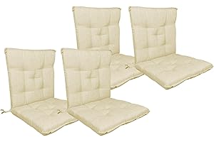 IlGruppone Set Cuscini Sedia Con Schienale Imbottiti Con Laccetti Banda Elastica Per Fissaggio Prodotto Italiano Sedie Poltrone Sdraio Reclinabili Cucina Giardino 40 x 80 Cm - Panna - 4 Pezzi