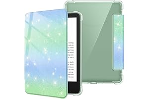 Fintie Funda para Nuevo Kindle de 6" (11ª Gen) – 2024/2022, Funda Transparente Suave TPU con función de Apagado/Encendido automático,Brillo Verde/Azul
