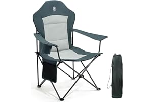EVER ADVANCED Camping Chairs for Adults Heavy Duty Folding Chair Up to 160kg Oversized with High Back & Cup Holder & Side Pocket Comfy Camp Fold Up Chair