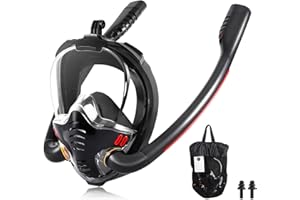 KYZUZIA Maschera da Snorkeling Pieno Facciale，Dry Top Snorkel Full Mask Maschera Subacquea con Visuale Panoramica 180° DesignAnti-Nebbia，Adatto Per Adolescenti e Adulti ﻿