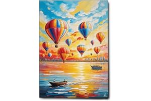 Giallobus - Quadro - 35 - Mongolfiere al tramonto - Tela Canvas Telaio Standard - 50x70 - Pronto da appendere - Quadri moderni per la casa