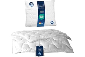 ‎LILENO HOME LILENO HOME Bettdecke 135x200 Set mit Kissen - Ganzjahre Bettdecke 135x200 mit Kopfkissen 80x80 cm als Set - Decke und Kissen mit antibakterieller Ausrüstung u. Kochfest bis 95° C