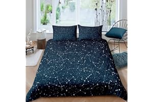 HOMEMISSING Set di biancheria da letto con copripiumino e biancheria da letto per ragazzi e ragazze, motivo stellato, motivo stellato, colore: blu scuro