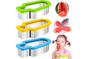 Pipihome 3Pcs Kreativer Wassermelonen Schneider, Melonenschneider, Wassermelonen Eis Am Stiel Formen, Obstschneider, Wassermelonen Schaufel, Melonen Und FrüChteseparator, DIY Obst Schneider