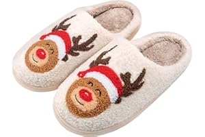 Lonya Navidad Zapatillas Casa Mujer Pantuflas Invierno Acogedoras Memory Foam Felpa Caliente