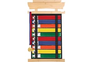 SUMNACON Martial Arts Belt Display Rack, Karate Taekwondo Martial Arts Belt Organizer Wall Belt Medal Display Holder with Rack for Martial Arts Karate Taekwondo Learners (No Belts)