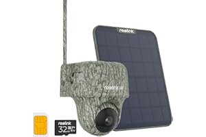 Reolink 4K Telecamera 4G Sim da Esterno Senza Fili con Batteria, 360° PTZ Fototrappola Infrarossi Invisibili, Audio a 2 Vie, Riconoscimento degli Animali, Accesso Remoto, Go Ranger PT+Pannello Solare
