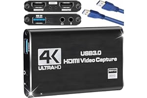 BAYNOS Scheda di acquisizione video audio usb 4K 1080p portatile hdmi esterna, game capture card USB 3.0 loop-out registrazione a 60FPS/2K 30FPS e streaming live giochi per PS5/PS4/Xbox/Steam Deck