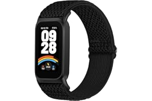 XANS Elastic Watch Straps Compatible with Xiaomi Smart Band 9 Active/Xiaomi Redmi Smart Band 3, Nylon Stretchy Replacement Bands for Xiaomi Mi Band 9 Active/Redmi Smart Band 3 Women and Men