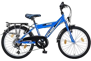 ‎TALSON 20 Zoll Kinderfahrrad 6-Gang Shimano Fahrrad Alufelgen und Beleuchtung Farbe Blau TMU