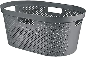 Curver | Panier à Linge 40L Infinity, Gris Anthracite, 58,5 x 38 x 26,5 cm, Plastique recyclé