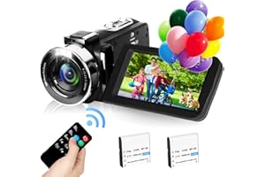 VMOTAL 2,7K Caméscope à caméra vidéo GDV1302 Caméra Vloging Rechargeable Zoom numérique 18X Caméscope FHD 42MP 3" LCD à écran Rotatif avec 2 Piles(Noir)