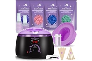 MAROMAMIX Waxing Kit -Digital Warmer Machine for Hair Removal with 4 Packs of Hard Beads & Silicone Wax Pot for Full Body, Legs, Face, Eyebrows, Bikini, Brazilian at Home Waxing Kit for Women Men