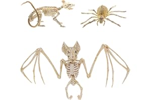 GLAITC 3Pcs Halloween-Party-Dekorationen Horrible Halloween Bat Skeleton Simulation Bat Skeleton Naturgetreue Schläger-Knochen-Halloween Props Halloween Spinnenskelett Halloween Maus Skelett