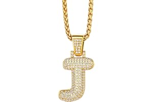 Richsteel Cubic Zirconia Bubble Letter Initial Pendant Necklace, Sparkle Number 0-9 Pendant, Trendy Hip Hop Jewellery, Customizable Name, with Gift Packaging