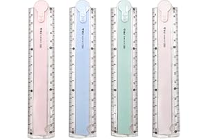 Karjiaja 4-Pack Plastic Folding Ruler - 30cm Transparent Geometric Ruler for School, Kids, Office