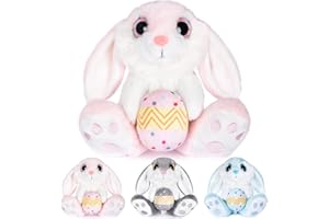 My OLi Osterhase Plüsch Hase mit Osterei 20cm Kuscheltier Hase Stofftier Kuscheltiere Schlappohren Sitzend Kuschelhase Plüschtiere Für Mädchen Kinder Jungen-Rosa Farbe
