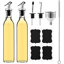 Oliere In Vetro 500ml - Set 2 Pezzi Con Beccucci Dosatori, Imbuto In Acciaio Ed Etichette, Per Olio E Aceto - Foto 10