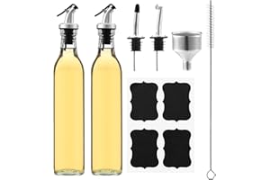 HAOYULUO Lot de 2 Bouteille Huile, 500 ml Bouteille Huile olive bec verseur, Distributeur huile avec entonnoir, Adapté à la cuisine, au Barbecue et à d'autres Activités de pique-nique en plein air
