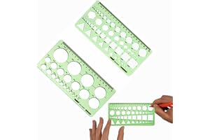 TUKNN Normographe Geographie,Gabarit Cercle,Regle Pochoir,Normographe pour Croquis et Schémas,Modèles de Mesure,Pochoir Geometrique,Règle Gabarit pour Studio Artistique ou Dessin et Dessin Personnel,2PCS