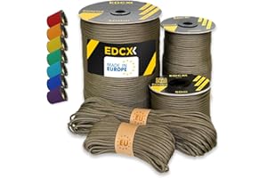 EdcX Paracord 4 mm, más de 35+ Colores sólidos (10 m, 15m, 30m, 50m, 100m, 300m) | Ideal para Camping, al Aire Libre | Cuerda 100% Nailon 4mm | Cuerda Tactica 550 Tipo III