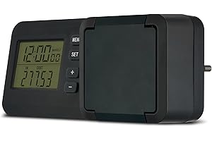 REV Stromzähler - messen Sie Ihren Stromverbrauch, Energiekostenmessgerät, geeignet für Balkonkraftwerke, IP44, anthrazit-grün