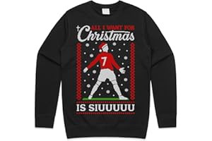 Sanfran Clothing All I Want for Christmas is Siuu Xmas Sweatshirt Ronaldo Siu Portugal Football World Cup Jumper Sweater