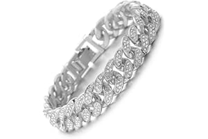 HALUKAKAH Kubański łańcuszek ogniwowy dla mężczyzn Iced Out, 15 mm/20 mm męski złoty łańcuszek Miami 18k pozłacany prawdziwym złotem/platynowym białym złotem Choker naszyjnik, bransoletka, pełny