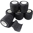 Transun Moo 6 Pack 2" x 5 Yards Self Adhesive Bandage Wrap Breathable Cohesive Vet Wrap for Pets, Elastic Self-Adherent Tape for Sports, Wrist, Ankle (Black)