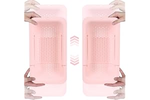 BLUE GINKGO Paniers à passoire pour évier - Laver les légumes et les fruits, égoutter les pâtes cuites - Extensible - Essentiels de cuisine (Lot de 2) (2 Rose)