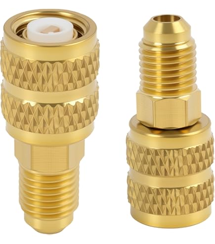 Lot De 2 Adaptateurs R410A SAE Femelle 5/16" Vers Mâle 1/4" - Pour Climatiseurs Split, Systèmes CVC - En Laiton