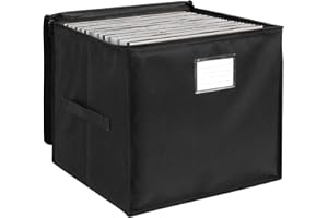 bruwaa 12-inch Vinyl Record Storage Box，Record Storage Case with Lid & Handles, Stackable & Collapsible Records Crate Holds up to 90 LP Records, Organizer for Valuable Albums, CDs - Black