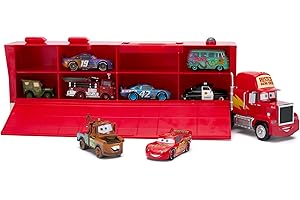 Disney Store Official Coffret Camion Transporteur Mack, Pixar Cars, 9 pièces, avec Mack et 8 Petites Voitures à Friction Dont Flash McQueen, Martin et d'autres Personnages, à partir de 3 Ans