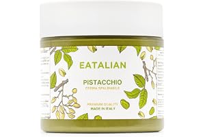 EATALIAN by AMZ BETTER Pistachio Cream, Delicious Spreadable Cream with a Sweet and Unique Taste, Ideal on Bread, Perfect with Ice Cream, Excellent for Dubai Chocolate, 200 gr Made in Italy