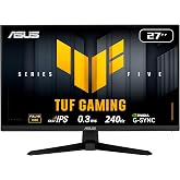 ASUS TUF GAMING VG279QM5A 27 Fast IPS 1920x1080 0.3ms 240Hz 240Hz DP HDMI مكبر صوت VESA 3 YEARS ELMB SYNC، 99% sRGB، Gaming AI M