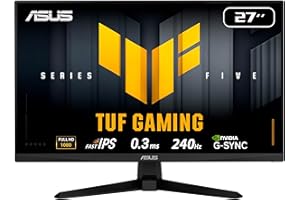 ‎ASUS ASUS TUF Gaming VG279QM5A 27 Zoll Full HD Monitor (240 Hz, 0.3ms GtG, G-Sync, FreeSync, Adaptive Sync, ELMB, GameFast Input, HDR10, Fast-IPS Panel, 16:9, 1920x1080, DisplayPort, HDMI, Speaker)