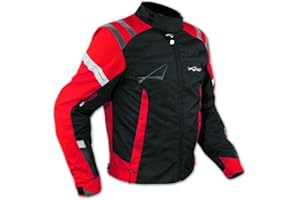 A-Pro - Giacca da moto con protezioni e rivestimento termico interno, certificata CE, taglia L, rosso