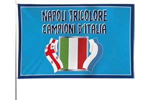 MAGNATEVE 'O LIMONE Bandiera Popolo di Napoli 2025 - Bandiera "Napoli e Georgia" 90x150 cm - Gadget 4° Tricolore - Regalo Tifoso Calcio, Senza Asta