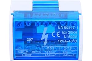 YUECOOM Scatola di distribuzione terminale, scatola di giunzione a morsettiera, guida DIN, monofase a 2 livelli con copertura antipolvere trasparente 207