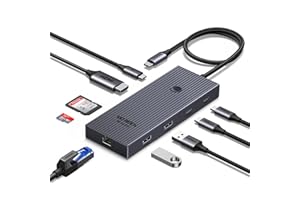 UGREEN USB C Hub, 9-in-1 4K@60Hz HDMI to USB-C Adapter, 1Gbps Ethernet, 170MB/s SD/TF, 3x 10Gbps USB-A/C Ports, 100W PD, 30cm Cable, Aluminum Compact Laptop Docking Station for MacBook, HP, Dell, iPad