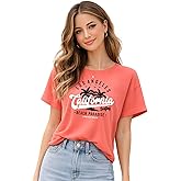 London Hills Women’s Loose Fit Graphic Printed T-Shirt | Soft Cotton Blend Fabric | Round Neck Half Sleeve Casual Top, Travel