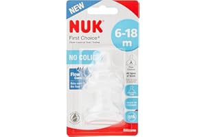 NUK First Choice+ - Tettarelle per biberon, 6-18 mesi, controllo del flusso, sfiato anti-coliche, senza BPA, 2 pezzi
